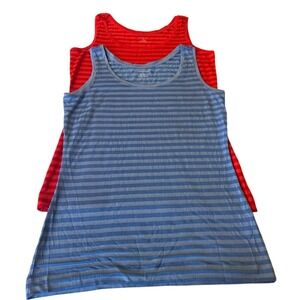 NWT Lands' End Lot of 2 Red and‎ Blue Shadow Striped Tank Tops Size Small
